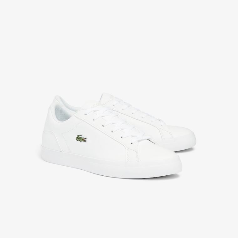 Lacoste Lerond BL Læder and Syntetisk Sneakers Hvide | ZSpAvUpb