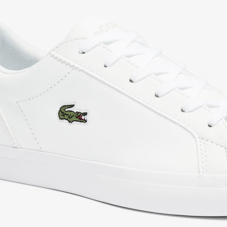 Lacoste Lerond BL Læder and Syntetisk Sneakers Hvide | ZSpAvUpb