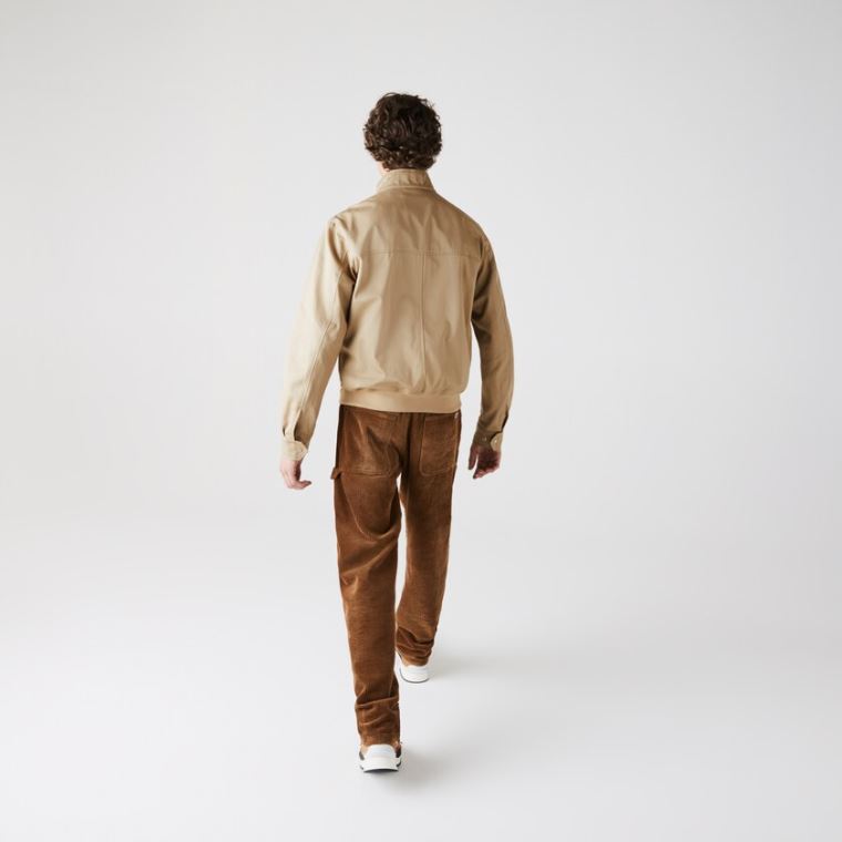 Lacoste Lette Bomulds Zip Jacket Beige | WDocUzLL