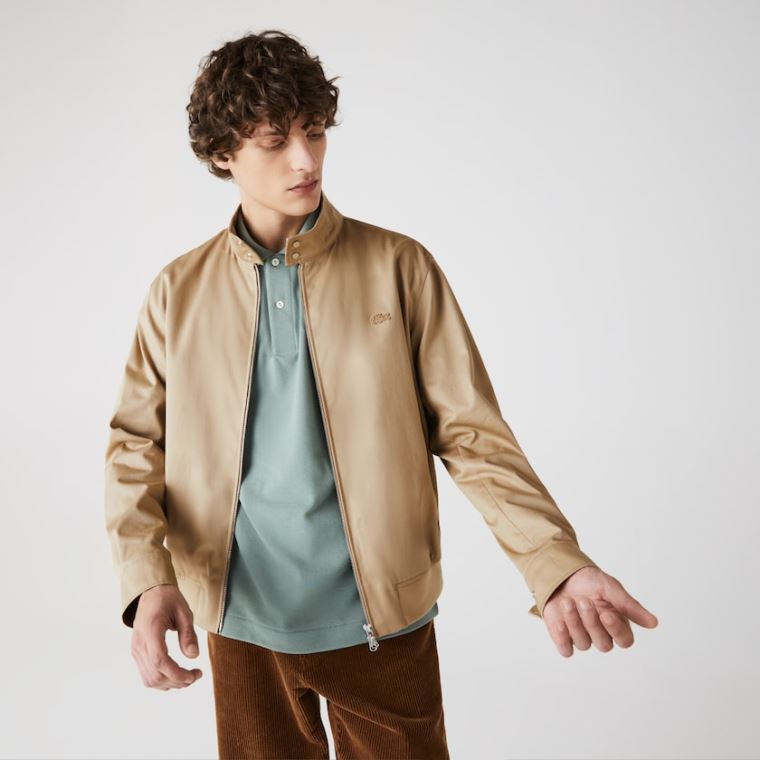 Lacoste Lette Bomulds Zip Jacket Beige | WDocUzLL