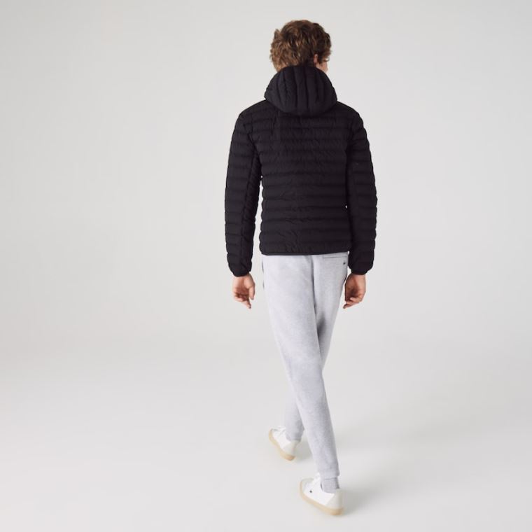 Lacoste Lette Foldable Hætte Strand-Resistant Puffer Coat Sort | yMoFOMn2