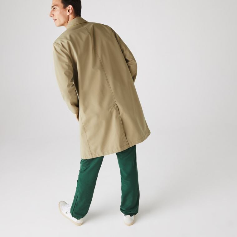 Lacoste Lette Strand-Resistant Reversible Twill Coat Beige Gul | KCLAUxdL