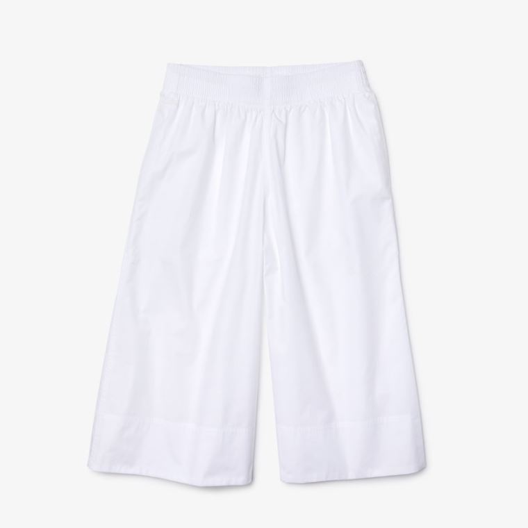 Lacoste Light Bomulds Poplin Culottes Hvide | OFTMdCJQ