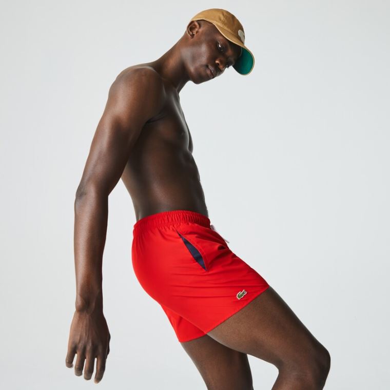 Lacoste Light Quick-Dry Swim Shorts Rød Mørkeblå Blå | j2ySPR0G