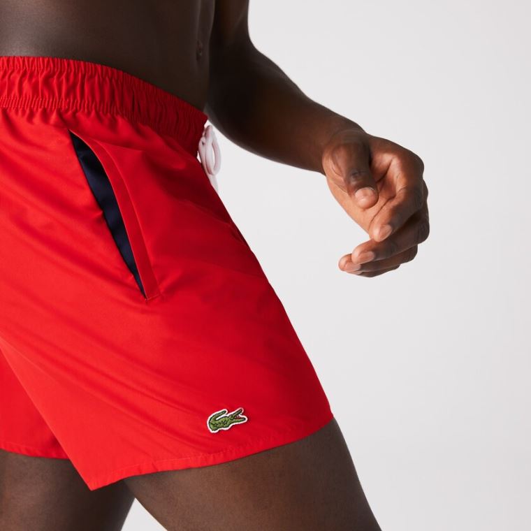 Lacoste Light Quick-Dry Swim Shorts Rød Mørkeblå Blå | j2ySPR0G