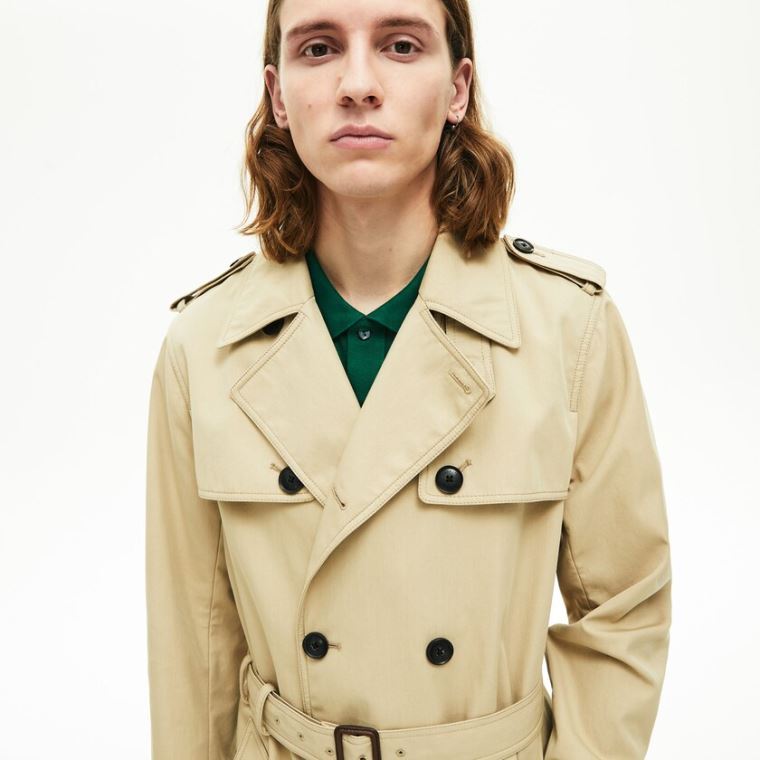 Lacoste Long Belted Bomulds Trench Coat Beige | cVaiw7Sd