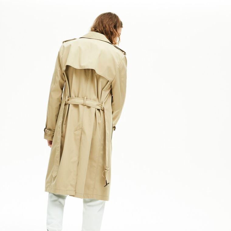 Lacoste Long Belted Bomulds Trench Coat Beige | cVaiw7Sd