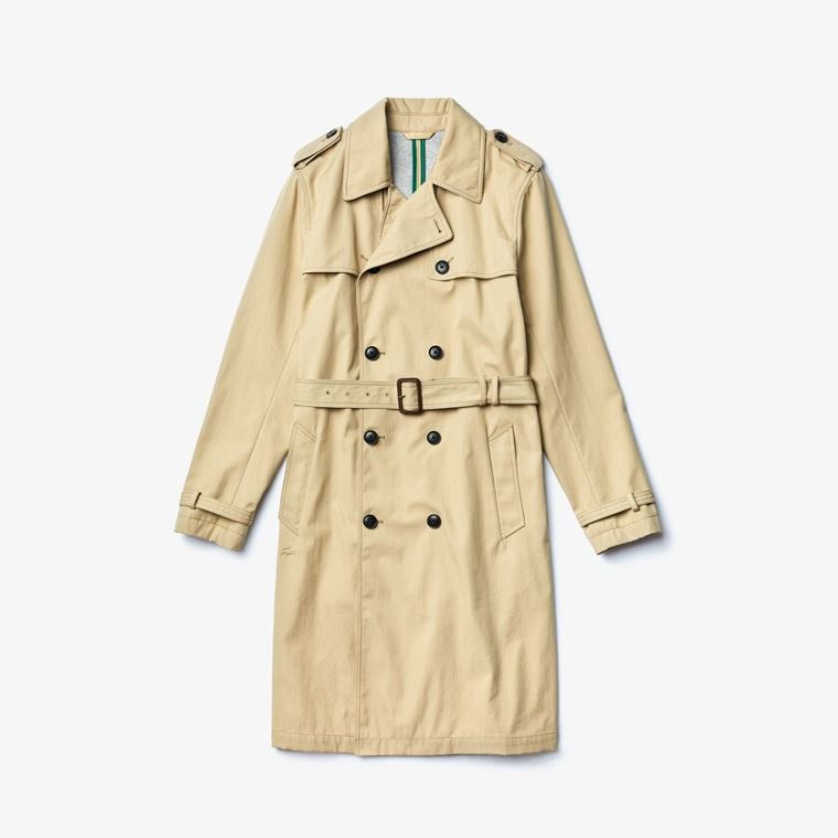 Lacoste Long Belted Bomulds Trench Coat Beige | cVaiw7Sd