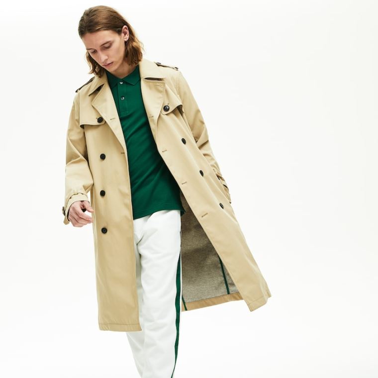 Lacoste Long Belted Bomulds Trench Coat Beige | cVaiw7Sd