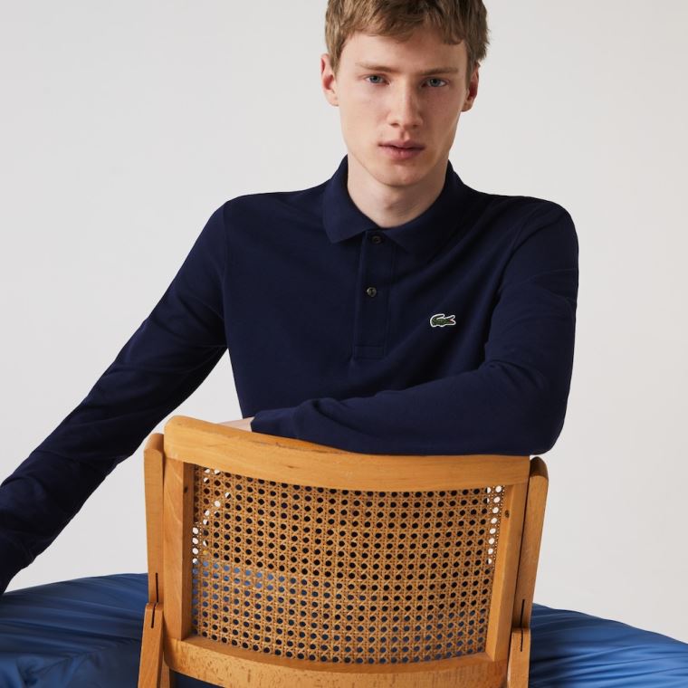 Lacoste Long-Sleeve Classic Fit L.12.12 Polo Mørkeblå Blå | ViqhHOB4