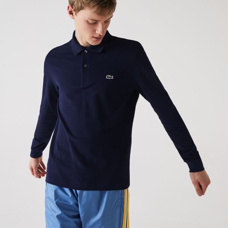 Lacoste Long-Sleeve Classic Fit L.12.12 Polo Mørkeblå Blå | ViqhHOB4