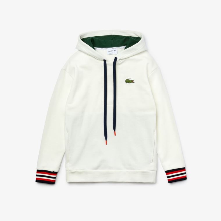 Lacoste Made In France Hætte Organic Bomulds Fleece Sweatshirt Hvide | lz8Y9cXV