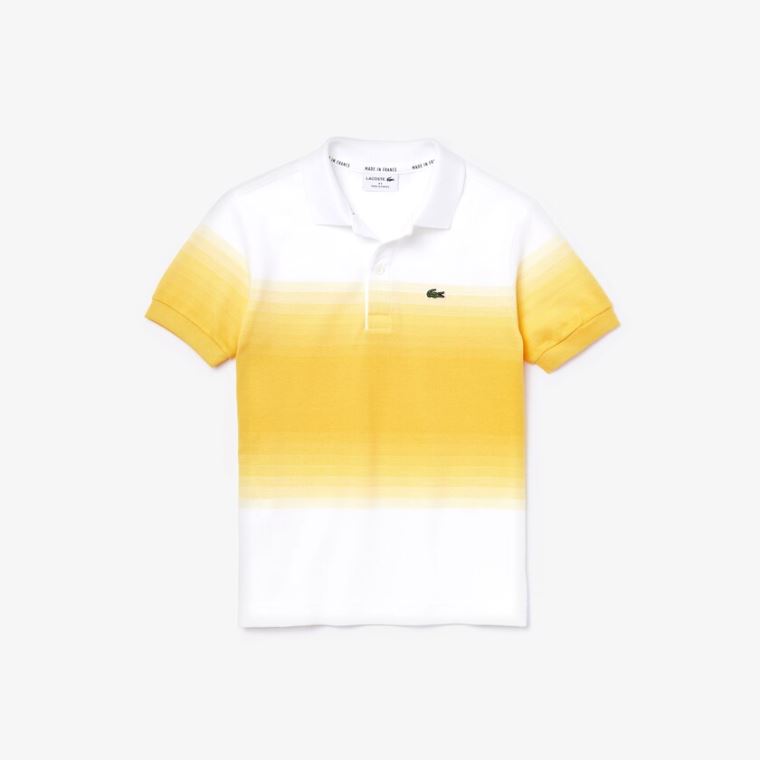 Lacoste Made in France Bomulds Petit Piqué Ombré Polo Hvide Gul | 3VoPrBH4