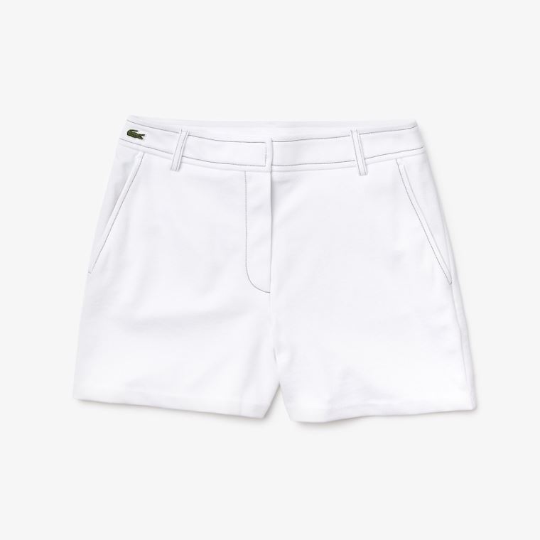 Lacoste Made in France Contrast Stitching Shorts Hvide Mørkeblå Blå | yQxckF1J