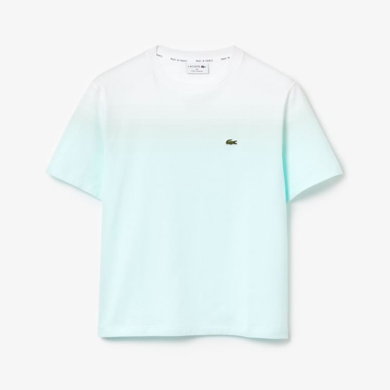 Lacoste Made in France Crew Neck Organic Bomulds T-shirt Turkis Lysegrøn Hvide | c0oLNyiX