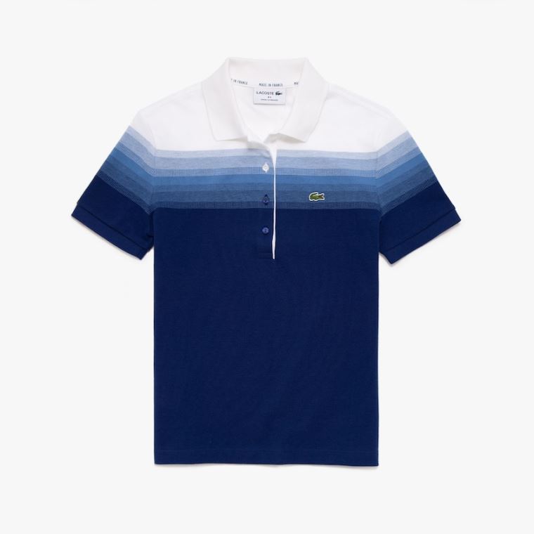 Lacoste Made in France Organic Bomulds Piqué Polo Shirt Mørkeblå Blå Blå Hvide | JcaGxjys