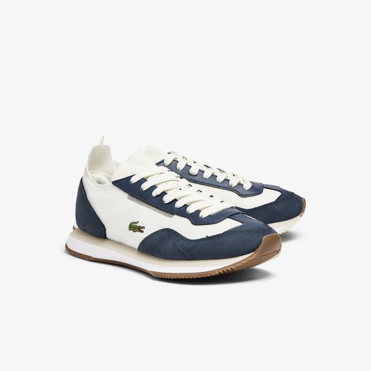 Lacoste Match Break Tekstil Sneakers Hvide Mørkeblå | 8h9O7Pjg