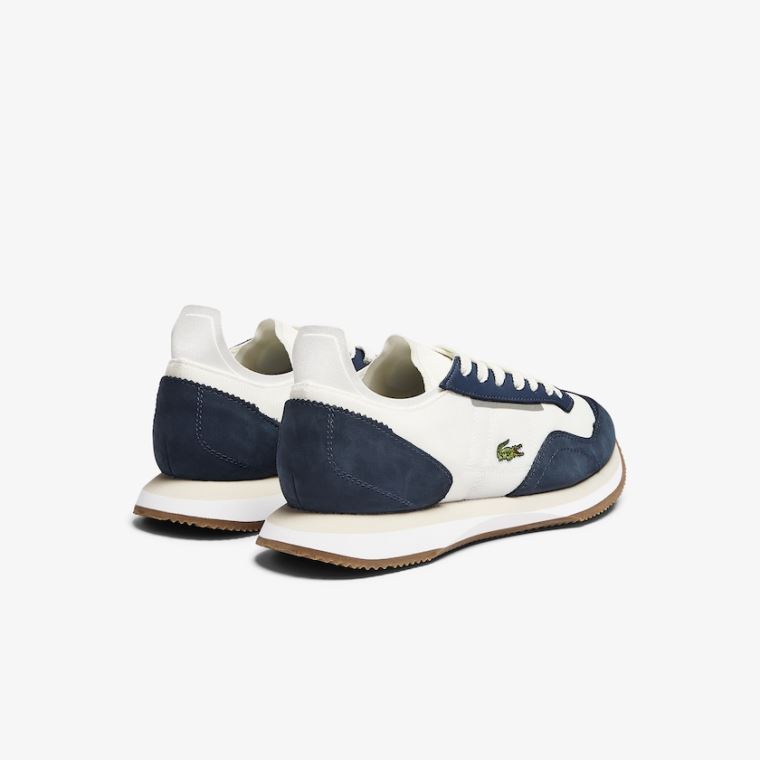 Lacoste Match Break Tekstil Sneakers Hvide Mørkeblå | 8h9O7Pjg