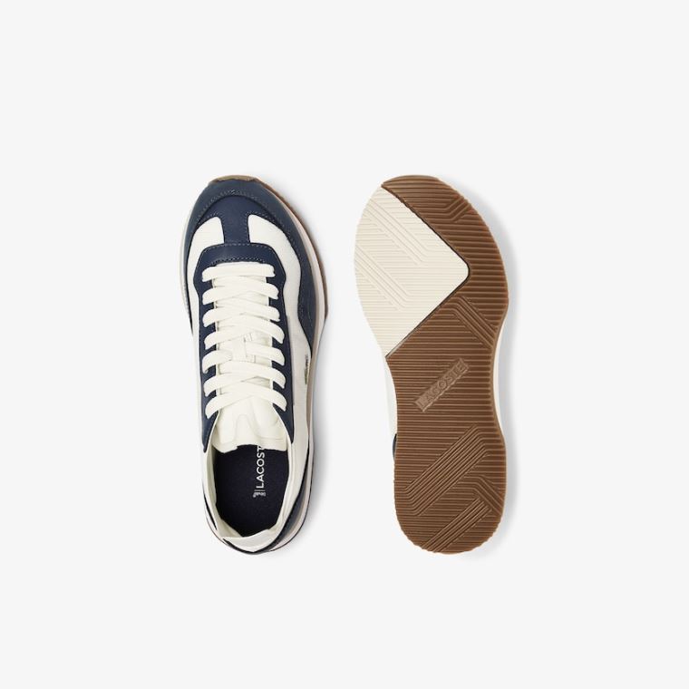 Lacoste Match Break Tekstil Sneakers Hvide Mørkeblå | 8h9O7Pjg