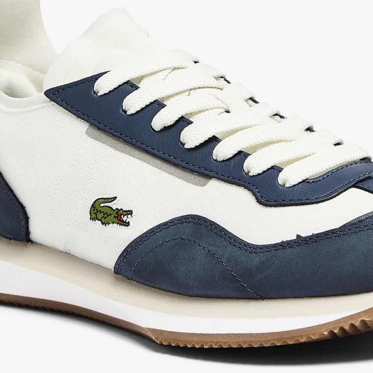 Lacoste Match Break Tekstil Sneakers Hvide Mørkeblå | 8h9O7Pjg