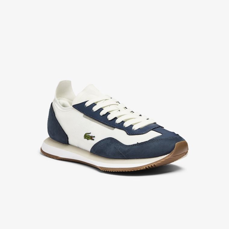 Lacoste Match Break Tekstil Sneakers Hvide Mørkeblå | 8h9O7Pjg