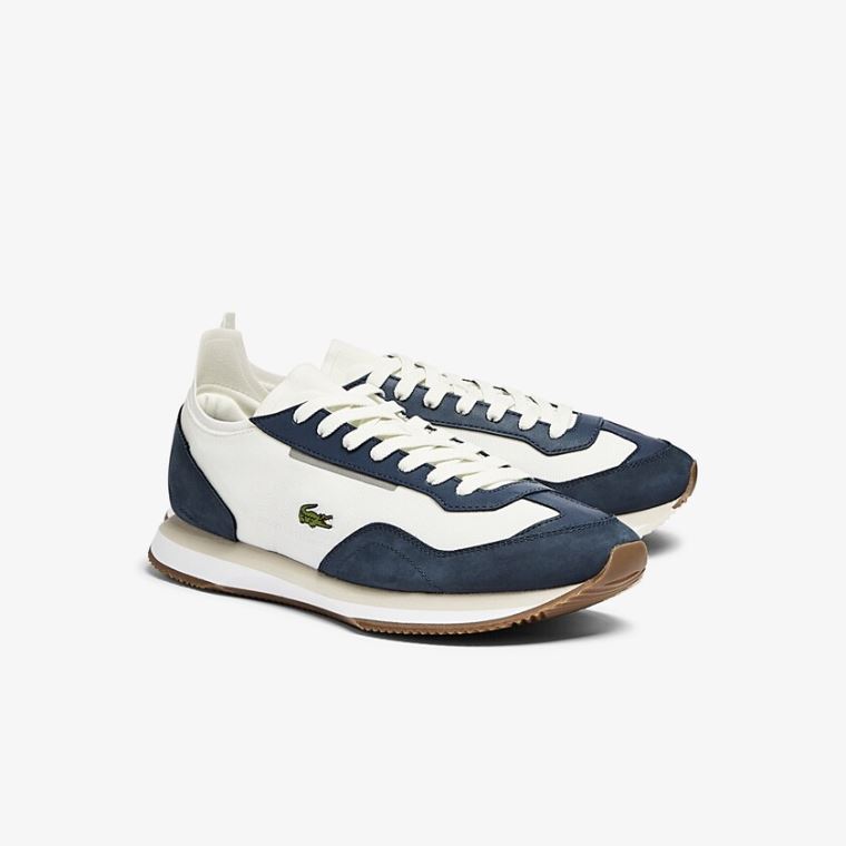 Lacoste Match Break Tekstil Sneakers Hvide Mørkeblå | ZksYFg6E