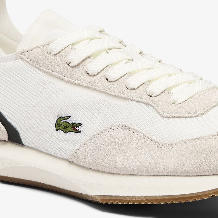 Lacoste Match Break Tekstil and Ruskind Sneakers Hvide Mørkegrøn | 7xJvcUcO