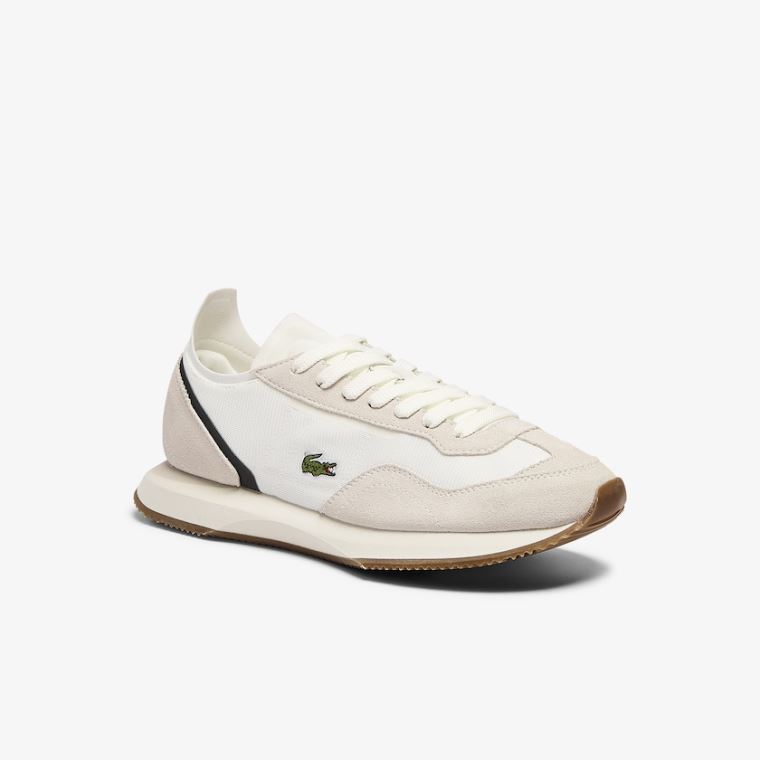 Lacoste Match Break Tekstil and Ruskind Sneakers Beige Grøn | WmgOubKN