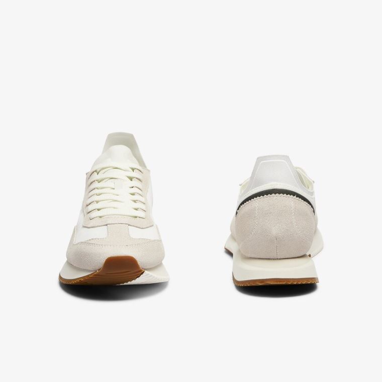 Lacoste Match Break Tekstil and Ruskind Sneakers Beige Grøn | udWhs9CD