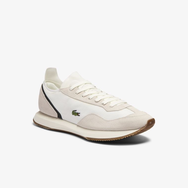 Lacoste Match Break Tekstil and Ruskind Sneakers Beige Grøn | udWhs9CD