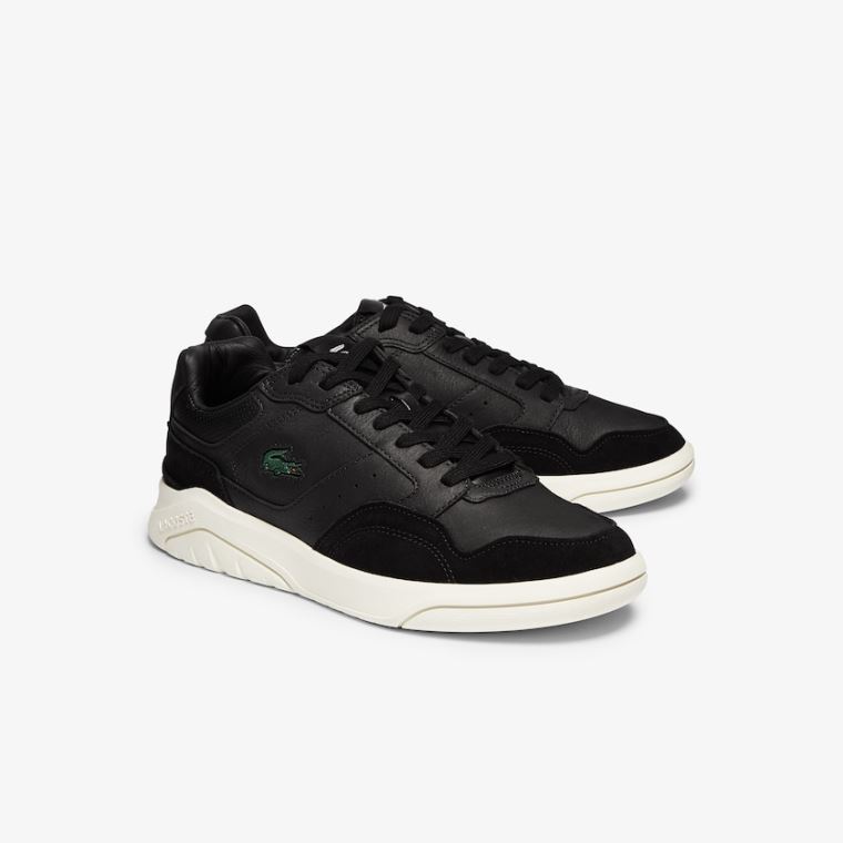 Lacoste Men’s Game Advance Luxe Læder and Ruskind Sneakers Sort Grå | MAARwQn7