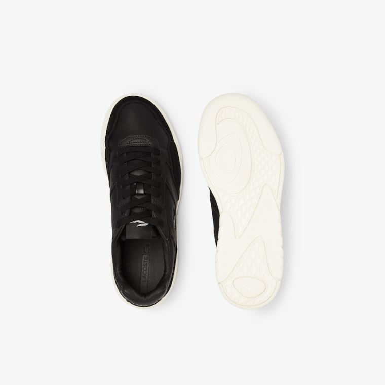 Lacoste Men’s Game Advance Luxe Læder and Ruskind Sneakers Sort Grå | MAARwQn7