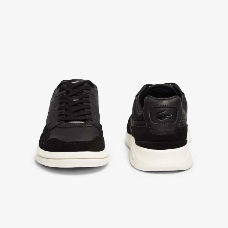 Lacoste Men’s Game Advance Luxe Læder and Ruskind Sneakers Sort Grå | MAARwQn7