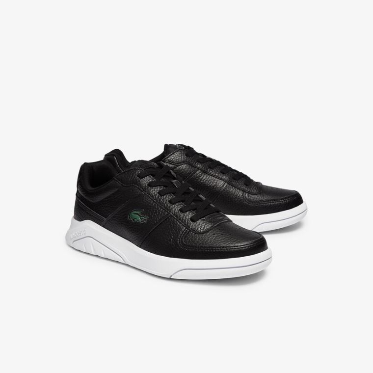 Lacoste Men’s Game Advance Tumbled Læder Sneakers Sort Hvide | IkWOdEIt