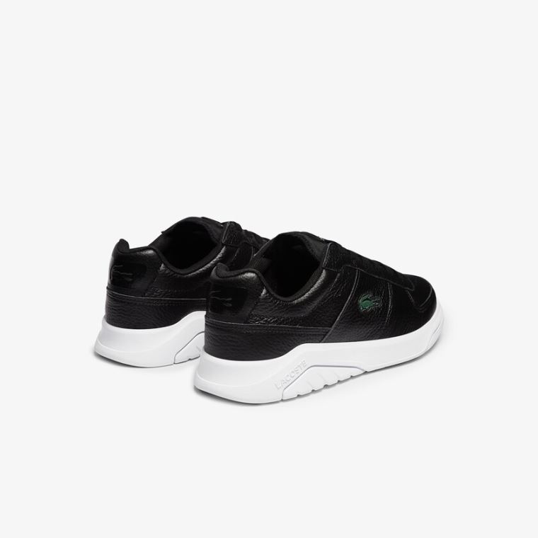 Lacoste Men’s Game Advance Tumbled Læder Sneakers Sort Hvide | IkWOdEIt