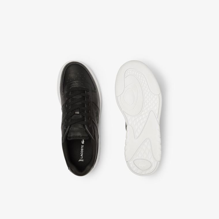 Lacoste Men’s Game Advance Tumbled Læder Sneakers Sort Hvide | IkWOdEIt