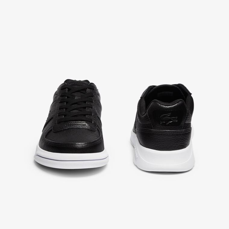 Lacoste Men’s Game Advance Tumbled Læder Sneakers Sort Hvide | IkWOdEIt