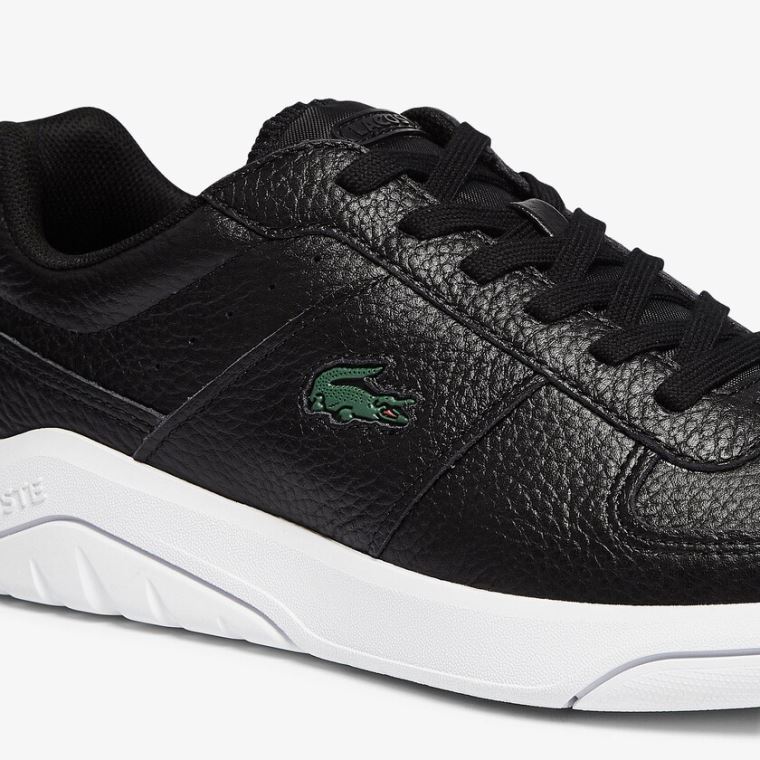 Lacoste Men’s Game Advance Tumbled Læder Sneakers Sort Hvide | IkWOdEIt