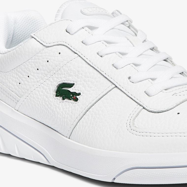 Lacoste Men’s Game Advance Tumbled Læder Sneakers Hvide | s9BQvXuh