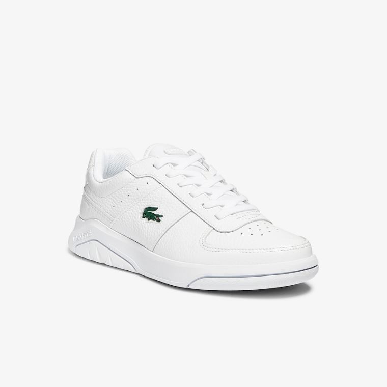 Lacoste Men’s Game Advance Tumbled Læder Sneakers Hvide | s9BQvXuh