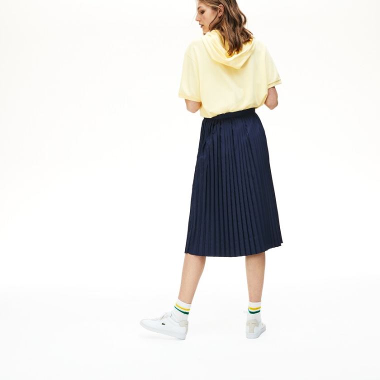 Lacoste Mid-Length Pleated Skirt Mørkeblå Blå | Sc8ezJZE