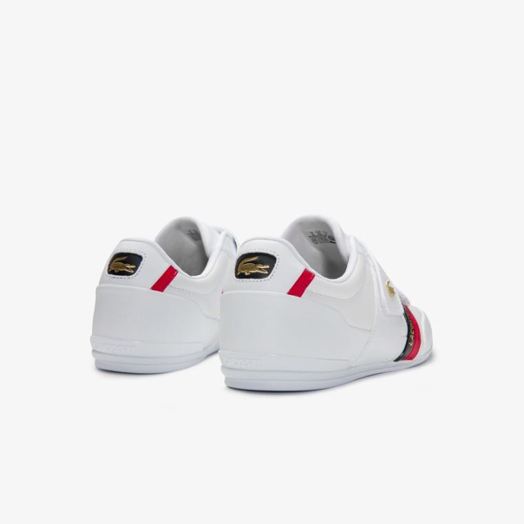 Lacoste Misano Páskové Læder and Syntetisk Sneakers Hvide Rød | F4fopEoS