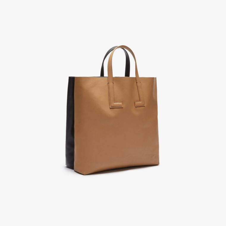 Lacoste Mode Show Two-Tone Læder Double Tote Sort | hbcKXTIs