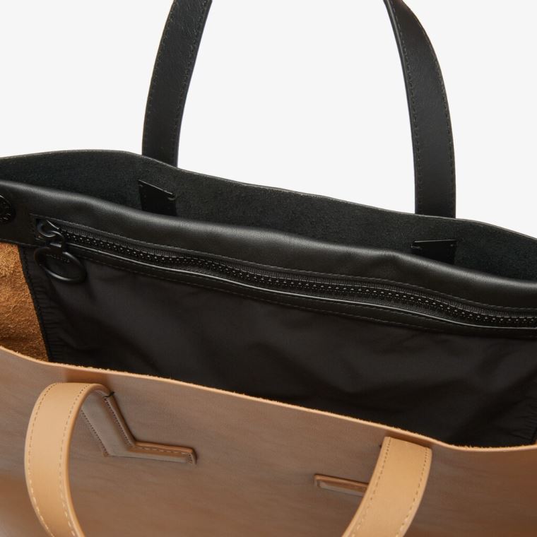 Lacoste Mode Show Two-Tone Læder Double Tote Sort | hbcKXTIs