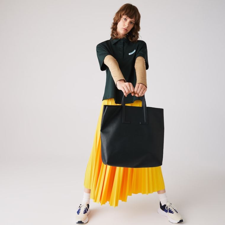 Lacoste Mode Show Two-Tone Læder Double Tote Mørkegrøn | iQvWOWT0