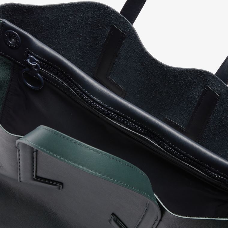 Lacoste Mode Show Two-Tone Læder Double Tote Mørkegrøn | iQvWOWT0