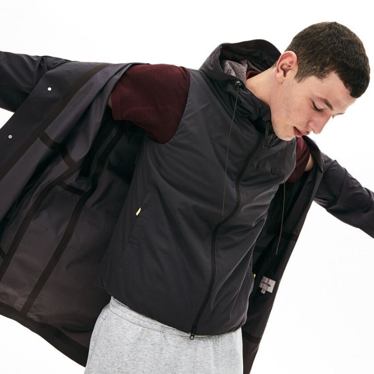 Lacoste Motion 3-in-1 Raincoat With Detachable Vest Mørkegrå | 9NhoFxPX