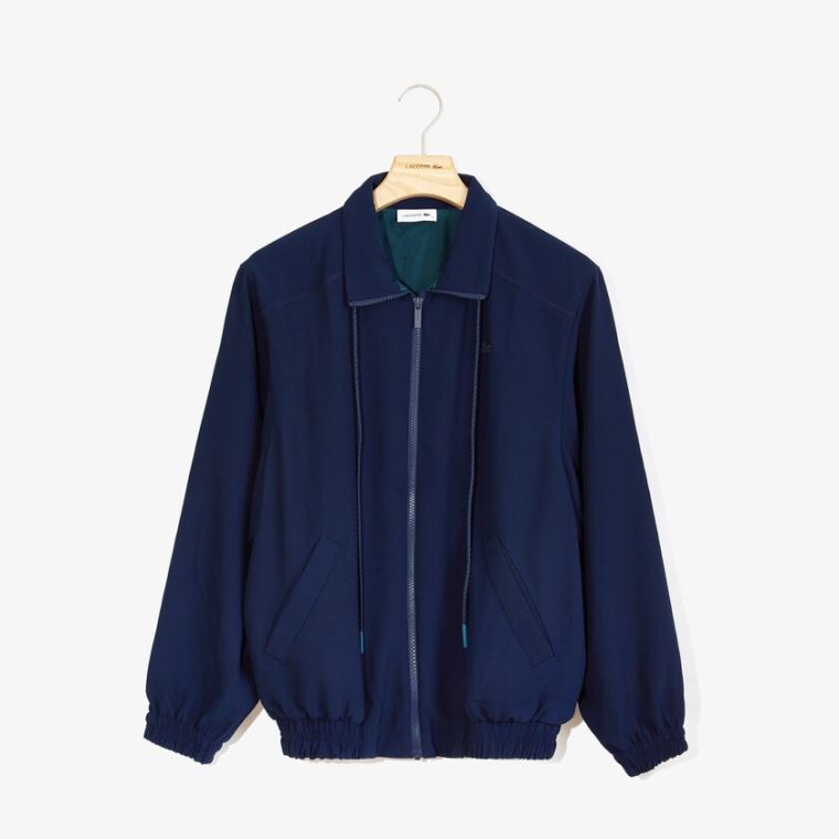 Lacoste Motion Oversized Twill Zippered Jacket Mørkeblå Blå | VpgoIKAc