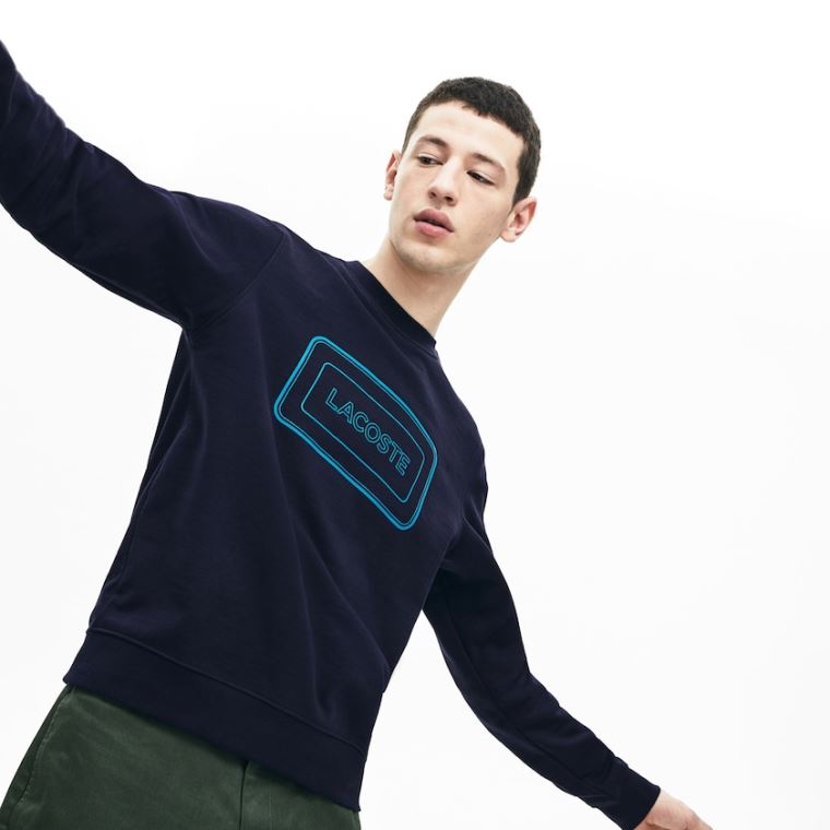 Lacoste Motion Regular Fit Crew Neck Bomulds Sweatshirt Mørkeblå Blå | 2OqEZI5j