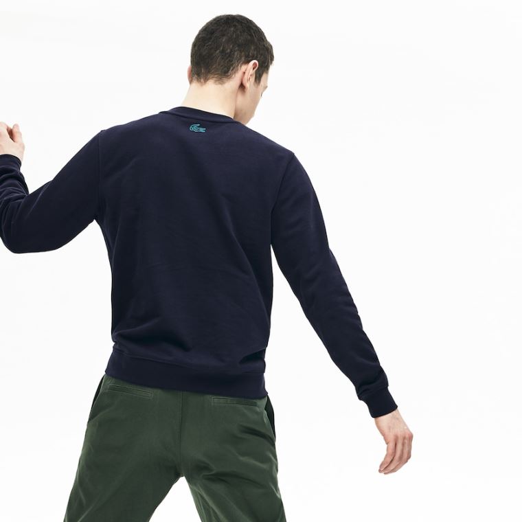 Lacoste Motion Regular Fit Crew Neck Bomulds Sweatshirt Mørkeblå Blå | 2OqEZI5j